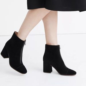 Madewell Amalia zipped black suede booties